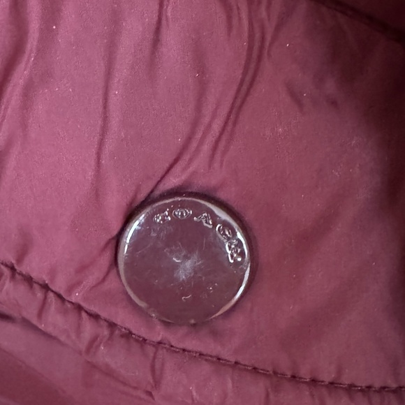 Coach Long Down Puffer Coat Burgundy XS - Picture 8 of 10